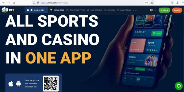 20Bet Aplikasi kasino seluler