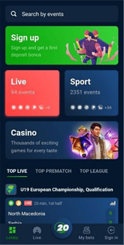 20Bet Aplikasi kasino seluler