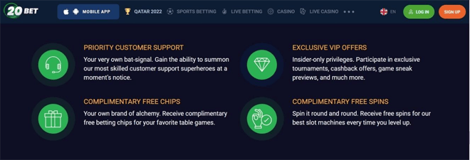 20BET Keuntungan VIP Casino